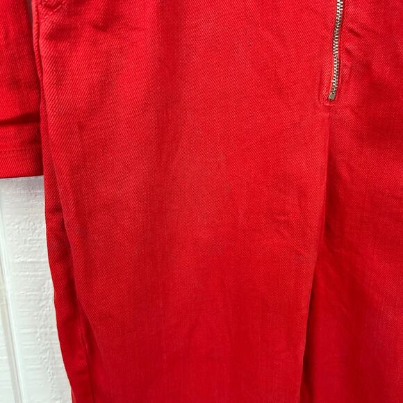 Nasty Gal Women Denim Jumpsuit Holiday Preppy Long Sleeve Red Size 4 - Picture 3 of 12